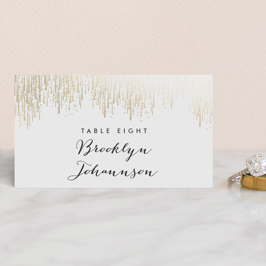 "Sparkle + Shine" - Place Cards in Snow by Kristie Kern - Front with Free Guest Printing