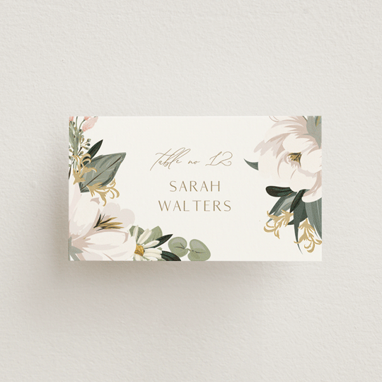 "Country Garden" - Place Cards in Verdant by Susan Moyal - Front with Free Guest Printing