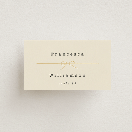 "Bow Tie" - Place Cards in Ivory by Baumbirdy - Front with Free Guest Printing