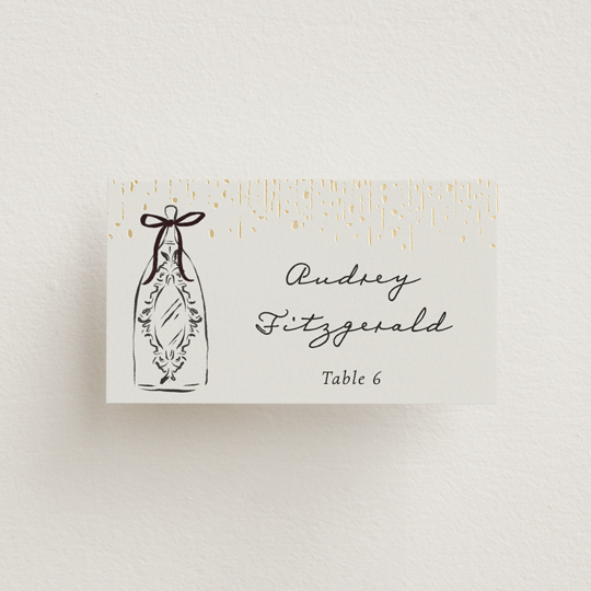 "Hand Illustrated Whimsical Chandelier" - Place Cards in Noir by Jackie Crawford - Front with Free Guest Printing