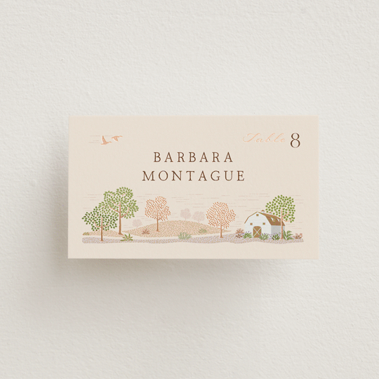 "Countryside" - Place Cards in Rose Quartz by Paper Sun Studio - Front with Free Guest Printing