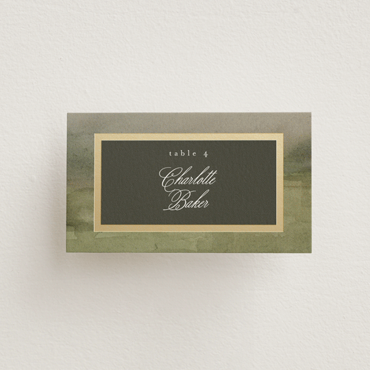 "Hillside" - Place Cards in Graphite by Everett Paper Goods - Front with Free Guest Printing