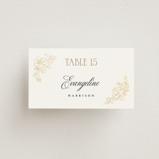 "Rococo" - Place Cards in Pearl by Jenna Holcomb - Front with Free Guest Printing