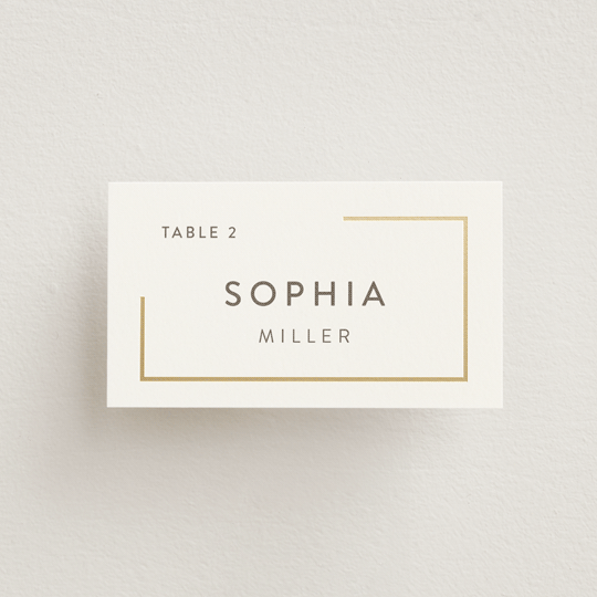 "Balanced" - Place Cards in Milk White by Robin Ott - Front with Free Guest Printing