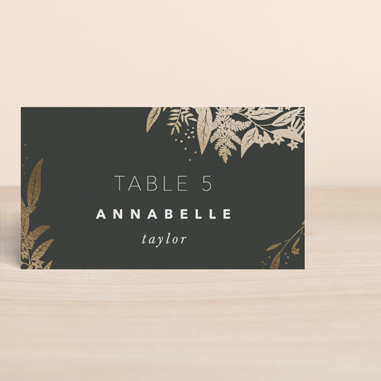 "Gather" - Place Cards in Ebony by Leah Bisch - Front with Free Guest Printing