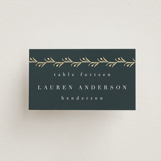 "For Eternity" - Place Cards in Midnight by Ana de Sousa - Front with Free Guest Printing