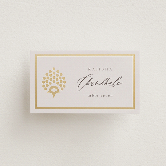 "Shraddha" - Place Cards in Celestial by Deynaaz Daraei - Front with Free Guest Printing