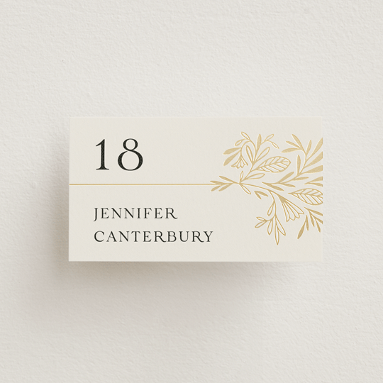 "Baroque" - Place Cards in Cream by Jen Owens - Front with Free Guest Printing
