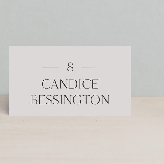 "Floral Type Arch" - Place Cards in Linen by Baumbirdy - Front with Free Guest Printing