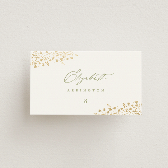 "Villa" - Place Cards in Leaf by Kristie Kern - Front with Free Guest Printing
