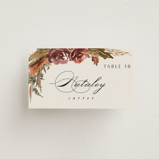 "poetique" - Place Cards in Autumn by Kate Ahn - Front with Free Guest Printing