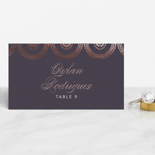 "Captivating" - Place Cards in Plum by Design Lotus - Front with Free Guest Printing