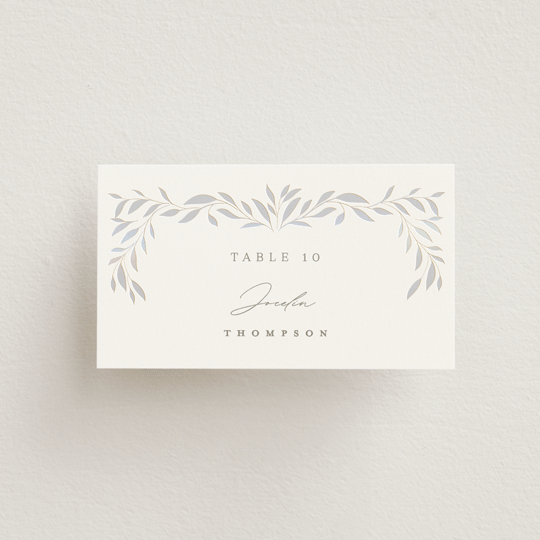 "Clarity" - Gloss-Press® Place Cards in Cloud by Ana Sharpe - Front with Free Guest Printing