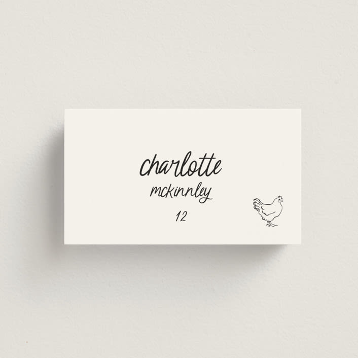 "simple" - Place Cards - Chicken in Ink by Kelly Watkins - Front with Free Guest Printing