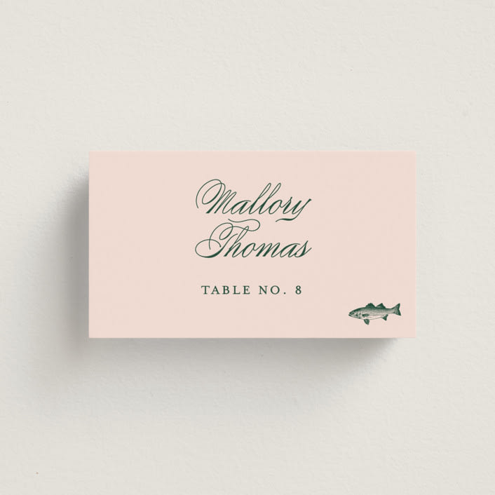 "Hepburn" - Place Cards - Fish in Rose by Megan Davis - Front with Free Guest Printing