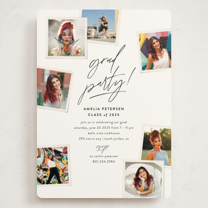 "Polaroid Party" - Graduation Party Invitations in Cotton by Robert and Stella - Front