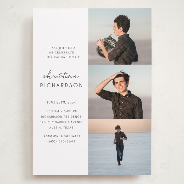 "Patchwork" - Graduation Party Invitations in Snow by Deynaaz Daraei - Front