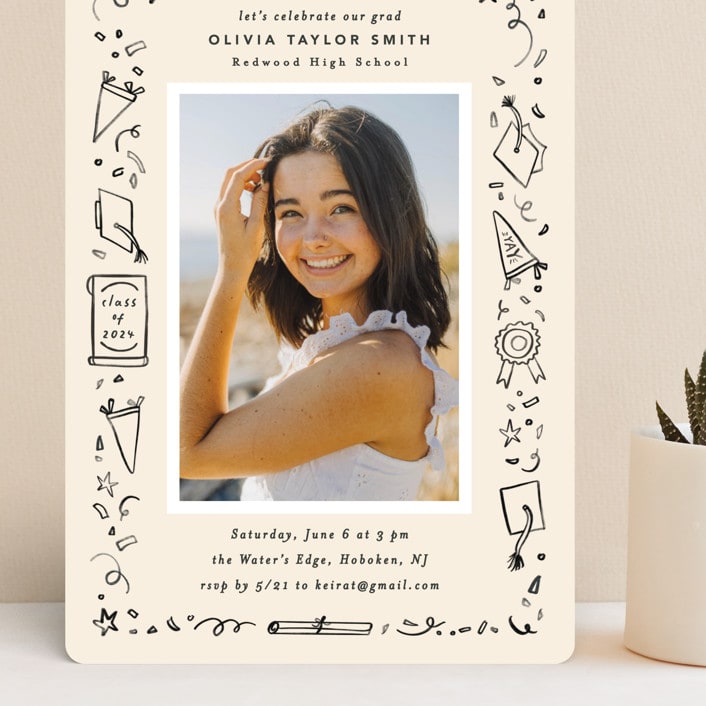 "Iconic" - Graduation Party Invitations in Sand by Creo Study - Front