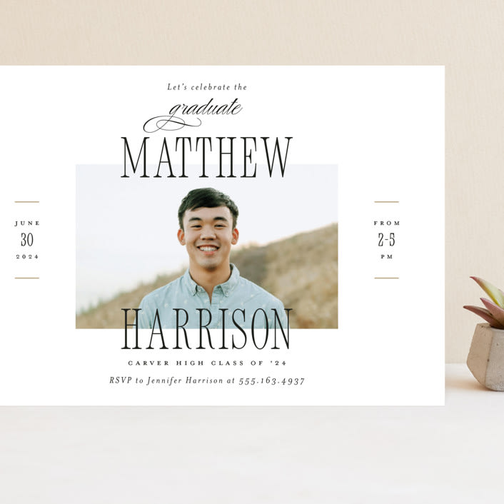 "Posh Party" - Graduation Party Invitations in Tuxedo by Pink House Press - Front
