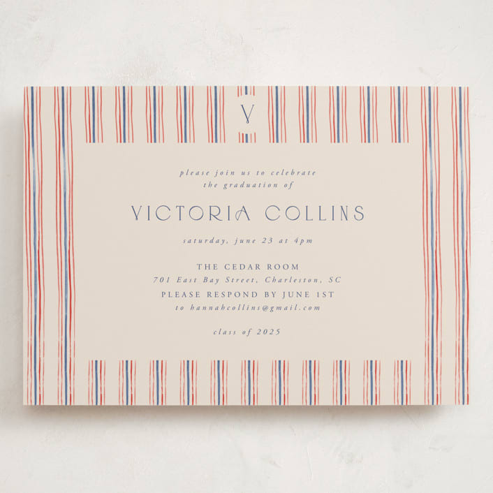 "Past and Future" - Graduation Party Invitations in Navy by Claudia Orengo - Front
