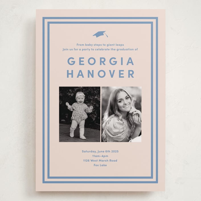 "Classically done" - Graduation Party Invitations in Country Blue by Inkblot Design - Front