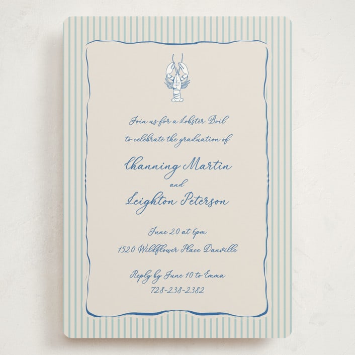 "easide Serenade" - Graduation Party Invitations in Marine by Lucrecia Caporale - Front
