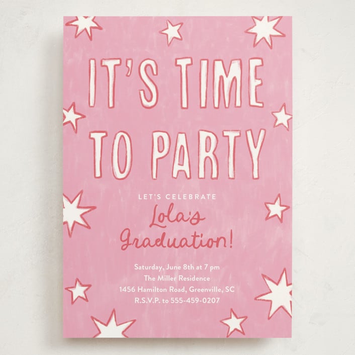 "Starry Celebration" - Graduation Party Invitations in Cotton Candy by Kercia Jane - Front