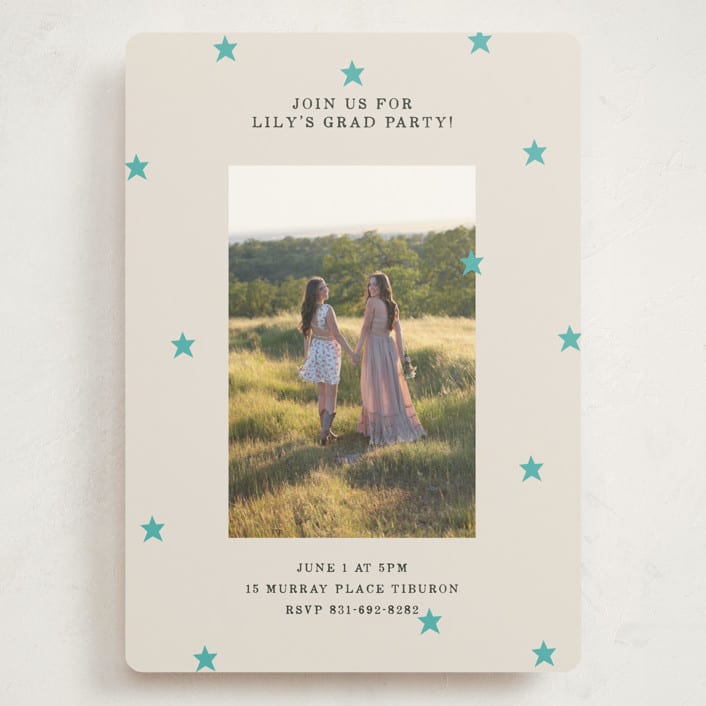 "Tiny Star Confetti" - Graduation Party Invitations in Frost by Kercia Jane - Front