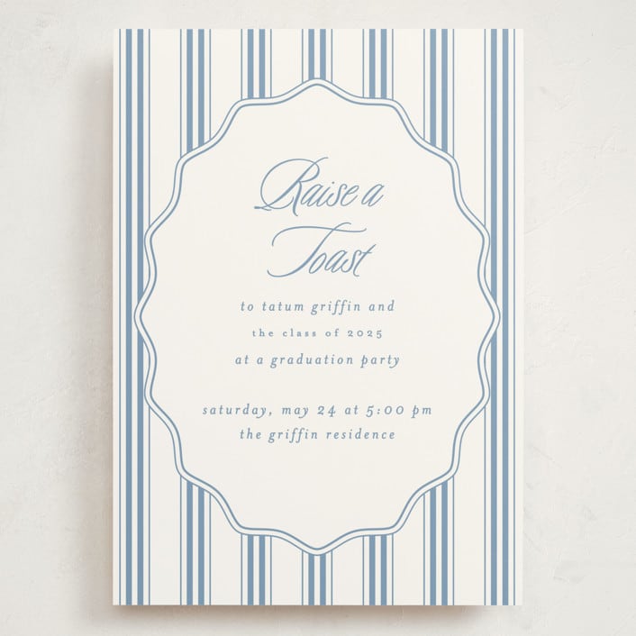"Stately" - Graduation Party Invitations in Provincial Blue by Creo Study - Front