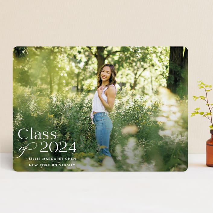 "Classical Grad" - Graduation Announcements in Blanco by Megan Davis - Front
