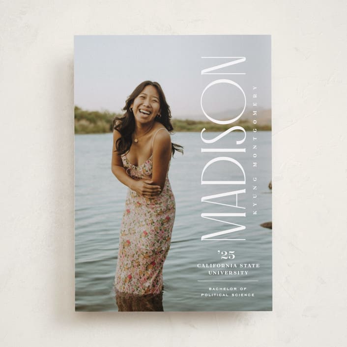 "Pillar" - Graduation Announcements in Snow by Owl and Toad - Front