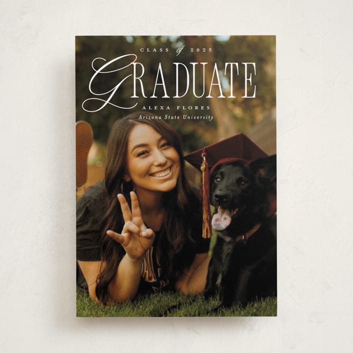 "Literary" - Graduation Announcements in Sea Salt by Everett Paper Goods - Front