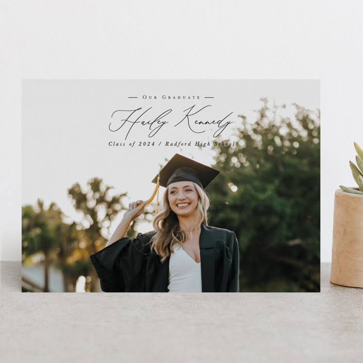 "Timeless Classic" - Graduation Announcements in Noir by Brandy Folse - Front