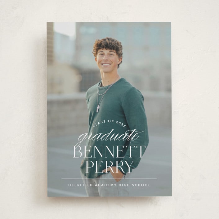 "Academy" - Graduation Announcements in Pearl by Jennifer Postorino - Front