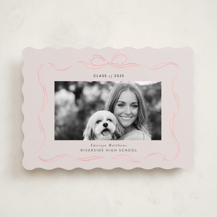"Ribbon Frame" - Graduation Announcements in Blush by Itsy Belle Studio - Front