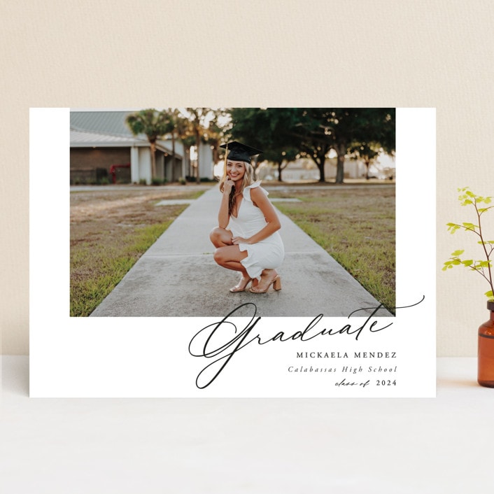 "Minimal Script" - Graduation Announcements in Obsidian by Kamala Nahas - Front