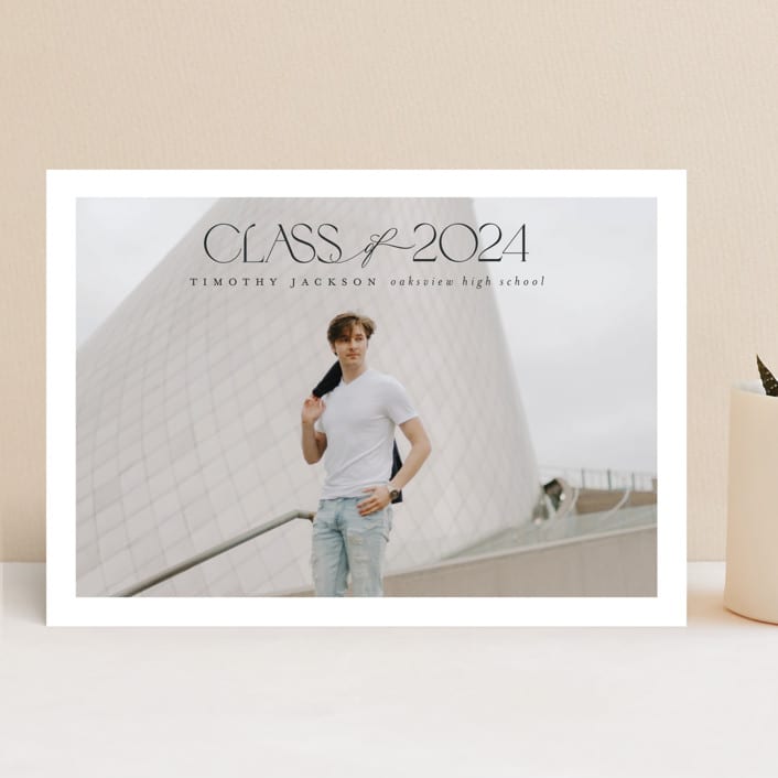 "Class" - Graduation Announcements in Charcoal by Nicole Walsh - Front