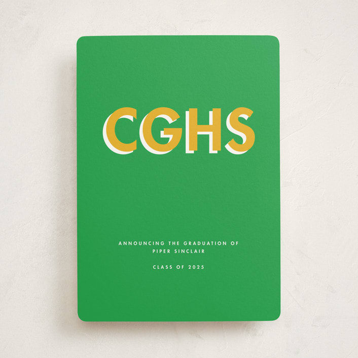 "Bold Initials" - Graduation Announcements in Grass by mo kelley - Front