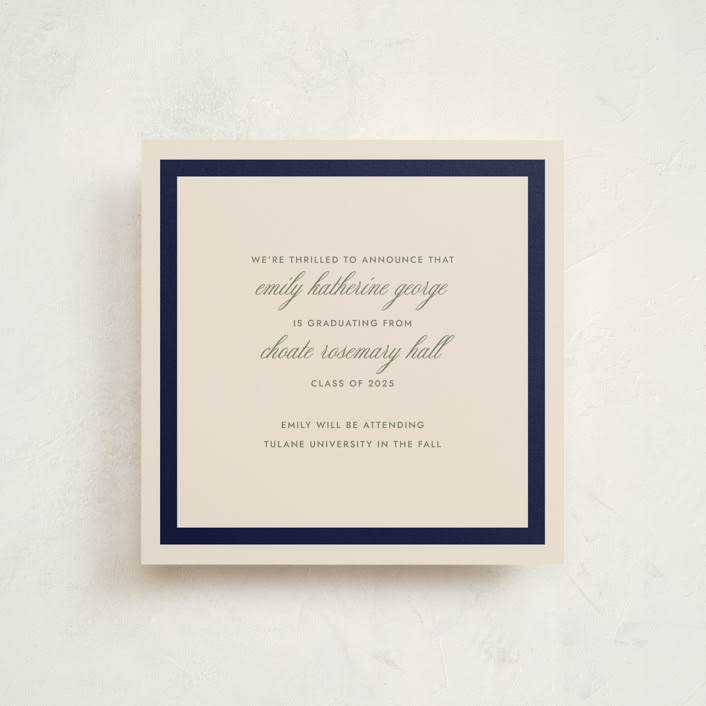 "Montauk" - Graduation Announcements in Navy by Megan Davis - Front