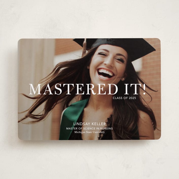"Mastered It" - Graduation Announcements in Snow by Stacie Stankos - Front