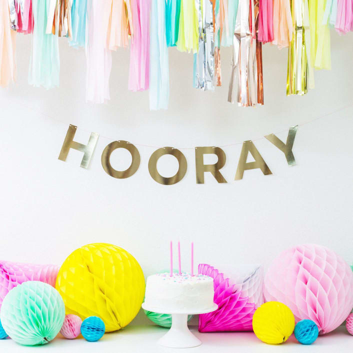 "Gold Say Everything Garland Set" - Party Hanging Decor in gold by Jollity and Co