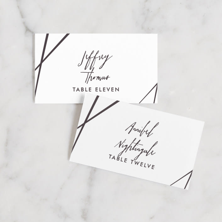 "Opulence" - Place Cards in Snow Caps by Design Lotus - Front with Free Guest Printing