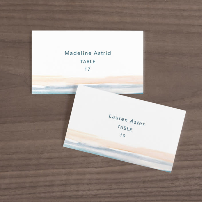 "Sea and Sand" - Place Cards in Cortez by Jenny Partrite - Front with Free Guest Printing
