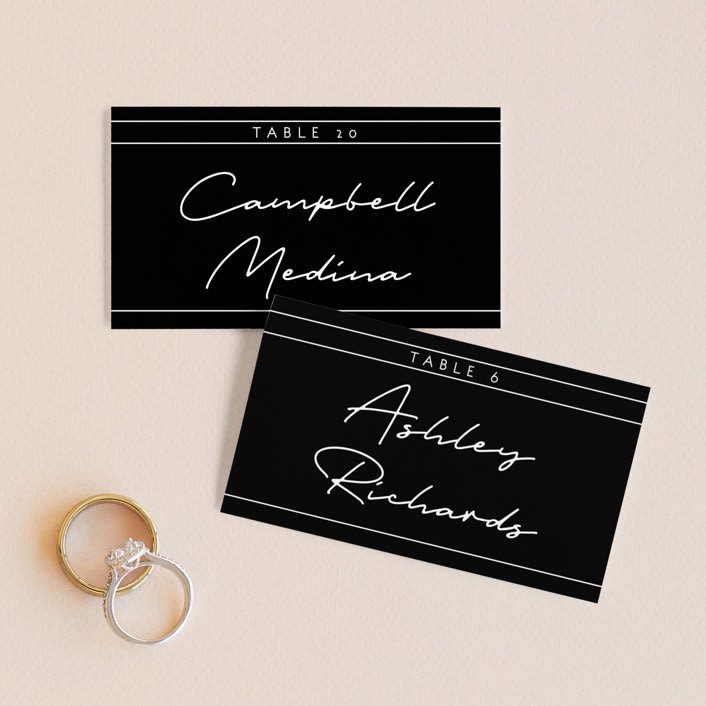 "Vesperum" - Place Cards in Slate by GeekInk Design - Front with Free Guest Printing
