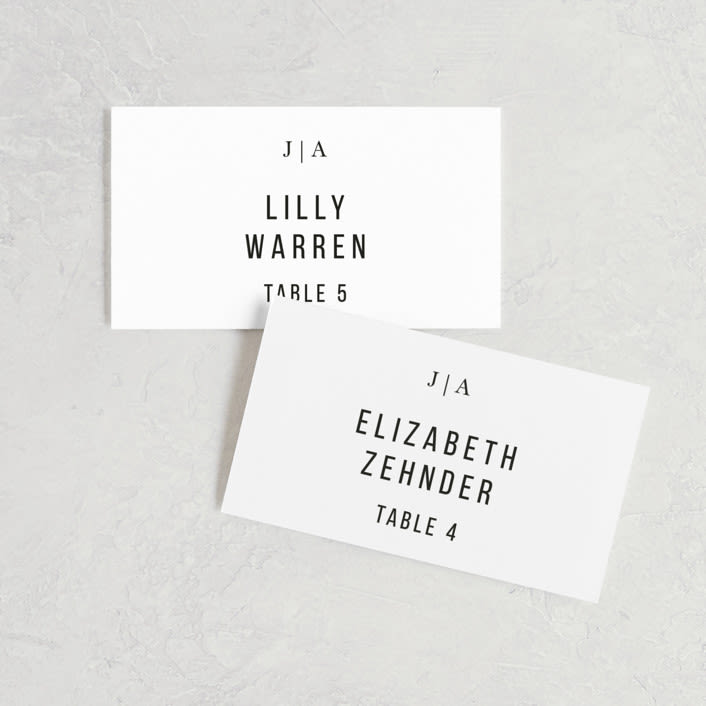 "Sophistotype" - Place Cards in Sea Salt by Snow and Ivy - Front with Free Guest Printing