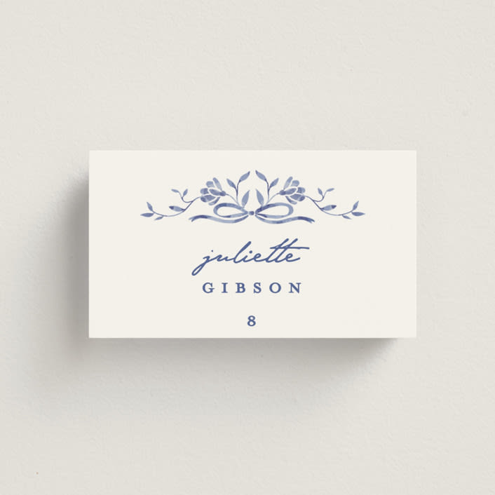 "Daisy Toile" - Place Cards in Willow by Susan Zinader - Front with Free Guest Printing