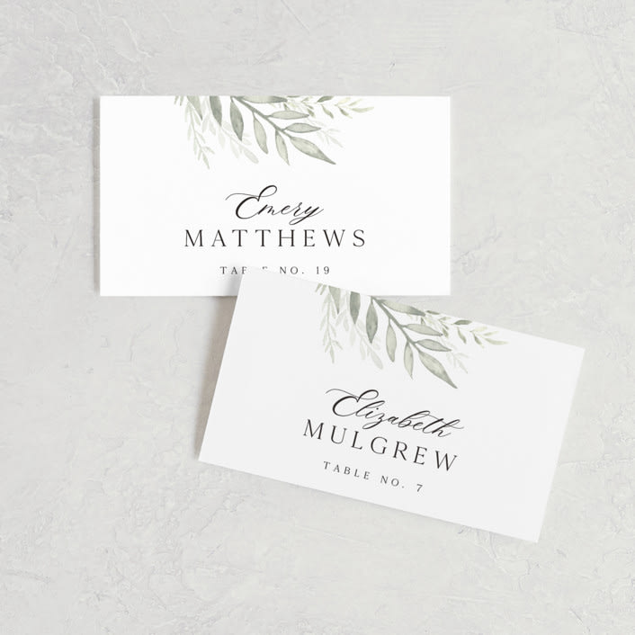 "Sweeping" - Place Cards in Linen by Carolyn Nicks - Front with Free Guest Printing