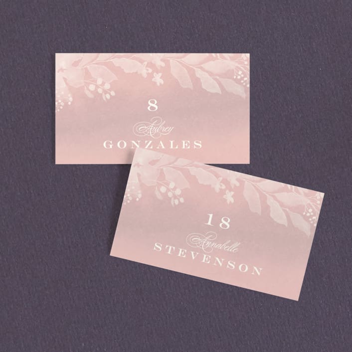 "Summer Bliss" - Place Cards in Blush by Grace Kreinbrink - Front with Free Guest Printing