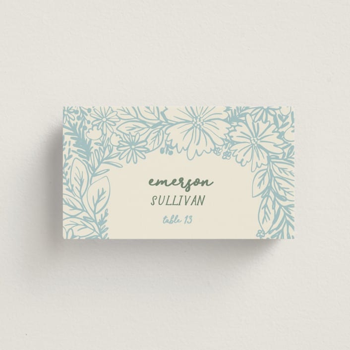 "Bloom" - Place Cards in Waterfall by Kelly Watkins - Front with Free Guest Printing