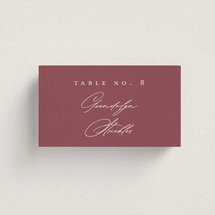 "Chantilly" - Place Cards in Mauve by Erica Krystek - Front with Free Guest Printing